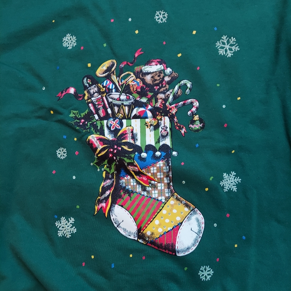 Vintage 90sHoliday Crewneck Sweatshirt Small Deadstock Basic Editions Christmas
